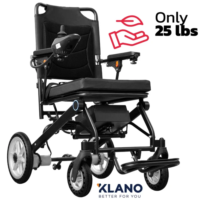Klano KL50 – (Only 25LBS) Lightest Folding Electric Wheelchair: Foldable & Portable Power Wheelchair for Seniors | Easy Travel, Joystick