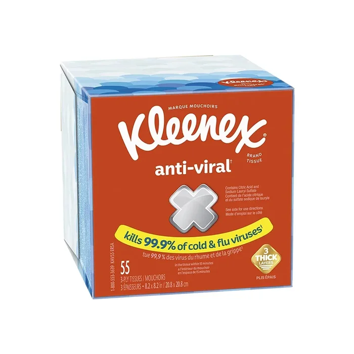 Kleenex Anti-Viral Tissue 8×8 55ct White