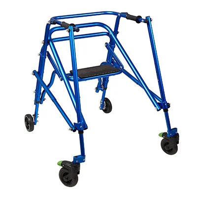 Klip Posterior walker, four wheeled with seat, blue, size 4 – 32-2090