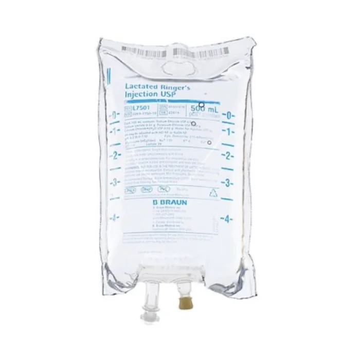 Lactated Ringer’s solution , IV, 500 ml