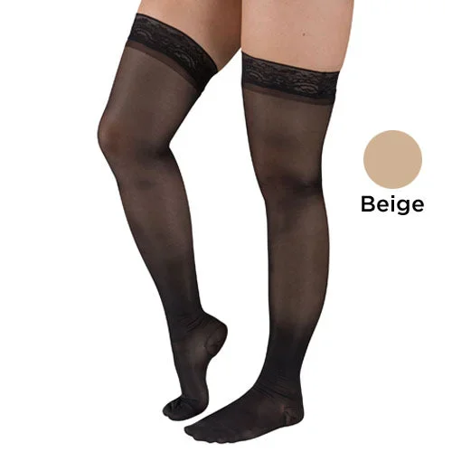 Ladies’ Shr Moderate Supprt Md 15-20mmHg Thgh w/StayTop Beige