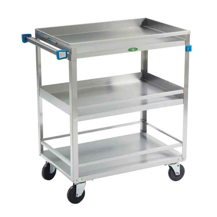 Lakeside Guard Rail Utility Carts Stainless Steel Guard Rail Utility Cart, Std. Duty, 3 Shelves – 936715