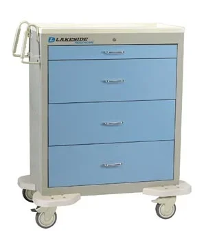 Lakeside Manufacturing Isolation Cart Aluminum 25-1/2 X 40-1/2 X 46-1/4 Inch 4 Drawers Slate Blue with Telegraph Gray – SW-430-K-2SB