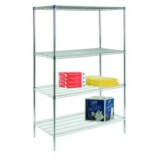 Lakeside Manufacturing SHELVING UNIT, STARTER KIT 4SHLF WIRE ROUND POST 18″X48″X86″ – R184886CS-4