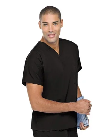 Landau Uniforms Scrub Shirt 2X-Large Black 1 Pocket Short Sleeves Unisex – 71221BLKXXL