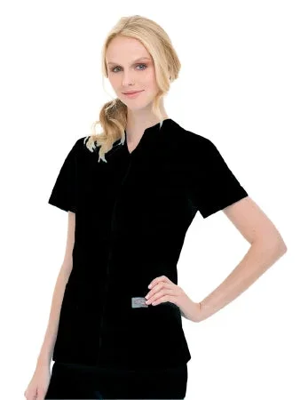 Landau Uniforms Scrub Shirt Medium Black 2 Pockets Short Set-In Sleeves Female – 70223BLACKMED