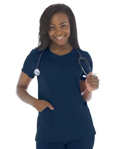 Landau Uniforms Scrub Shirt X-Large Graphite 2 Pockets Short Sleeves Female – 4066GRCHLARGE