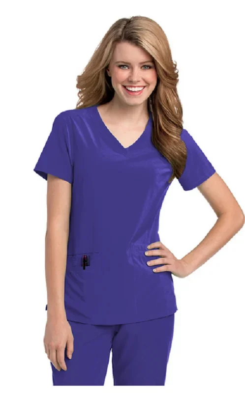 Landau Uniforms Urbane Performance Scrub Shirt 2X-Large Royal Blue 2 Pockets Short Sleeves Female – 9015BEFS-2XLG