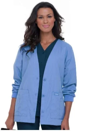 Landau Uniforms Warm-Up Jacket Long Sleeves Hip Length Ceil Blue