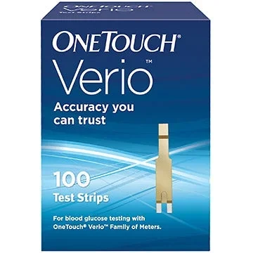 LifeScan OneTouch Verio Blood Glucose Test Strip FAD-GDH (Flavin Adenine Denucleotide Dependent Glucose Dehydrogenase) Test Strip Enzyme, 100 Test Strips per Box – 353885009751