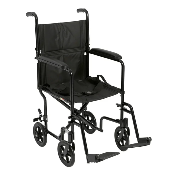 Lightweight Transport Wheelchair, 17″ Seat, Black