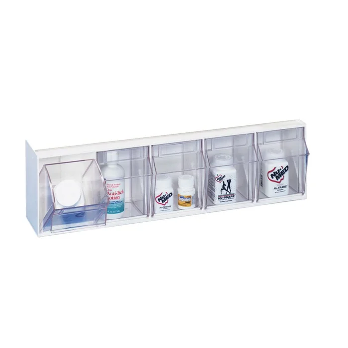 Logiquip Par Wall Wall Mounted Tilt Bins 5 Tilt Bins, 4-1/4″W x 5-3/4″H x 3-3/4″D, Ivory – 926863/IVORY/NA