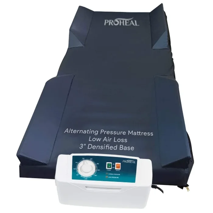 Low Air Loss Alternating Pressure Mattress -3″ Fiber Base, Rails – 36″x80″x8/11″