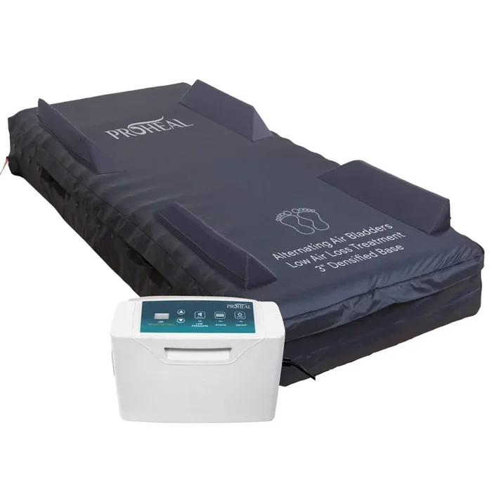 Low Air Loss Alternating Pressure Mattress and Rails, 3″ Fiber Base – 36x80x8/11″