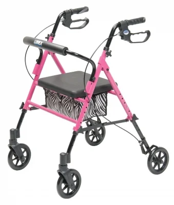Lumex Set N' Go Height Adjustable Rollator, Pink