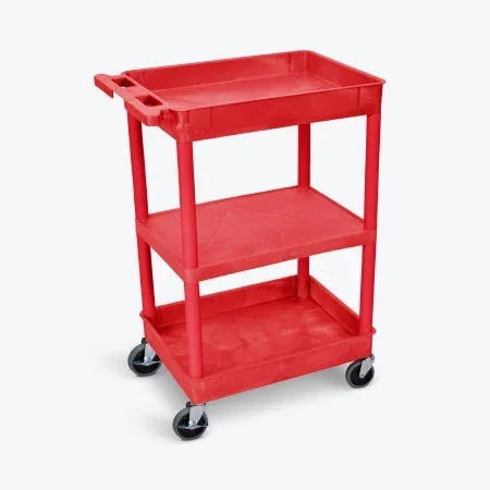 Luxor Utility Cart 18 X 24 X 36.25 Inch 3 Shelves Red – RDSTC121RD