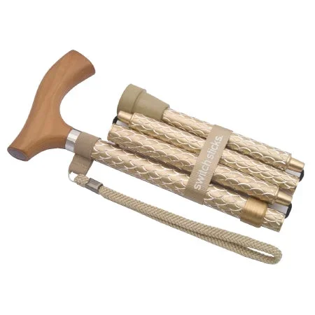 Mabis Healthcare Switch Sticks Folding Cane Aluminum 32 to 37 Inch Height Pearl Gold – 502-2000-5202