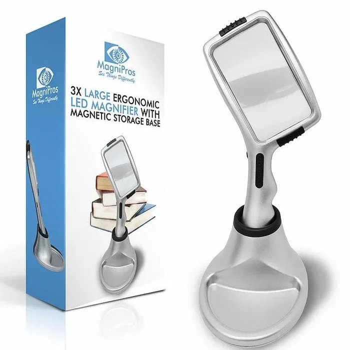 Magnipros Large 3X Magnifying Glass with 10 Dimmable LED Lights + Magnetic Base