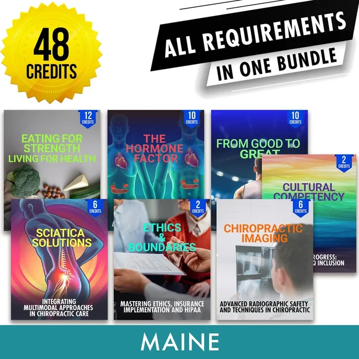 Maine Package 2: Full Recertification – All Required Chiropractic Continuing Education Hours in One Package, 48 Credits