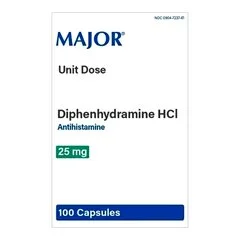 Major Pharmaceuticals Allergy Relief 25 mg Strength Capsule 100 Per Box