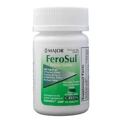 Major Pharmaceuticals Iron Supplement FeoSul 325 mg Strength Tablet 100 per Bottle