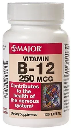 Major Pharmaceuticals Major Vitamin Supplement Vitamin B12 250 mcg Strength Tablet 130 per Bottle – 904421813