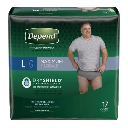 Male Adult Absorbent Underwear Depend FIT-FLEX Pull On with Tear Away Seams Disposable Heavy Absorbency