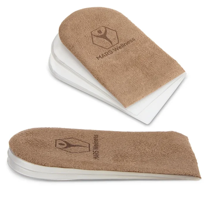 Mars Wellness Gel Heel Lift – 3 Layers, 1/8″ per Layer, Adjustable Height – Soft Suede Top – 1 Pair