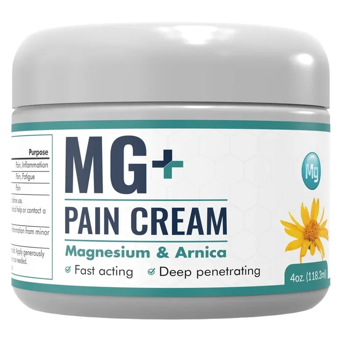 Mars Wellness MG+ Pain Cream – Extra Strength Magnesium and Arnica Cream – 4 OZ Tub – Sore Legs and Joints, Leg Cramps, Sports and Arthritis Pain Rub