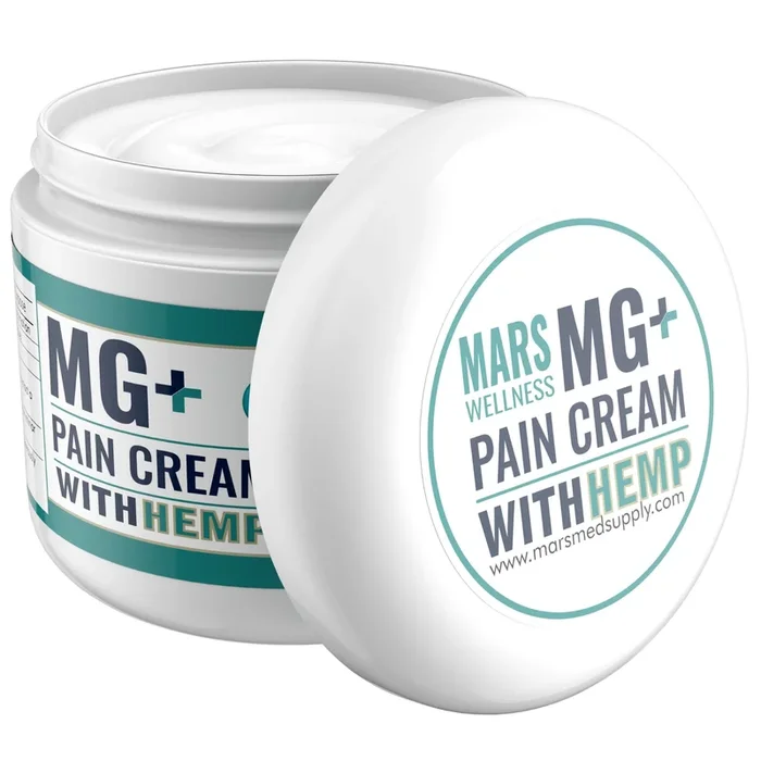 Mars Wellness MG+ w/ Hemp Pain Cream (4 oz) – Magnesium & Arnica Cream Pain Relief – Arthritis Cream for Numbing & Healing – Muscle Pain Relief Cream for Sore Legs & Joints, Leg Cramps, & Arthritis