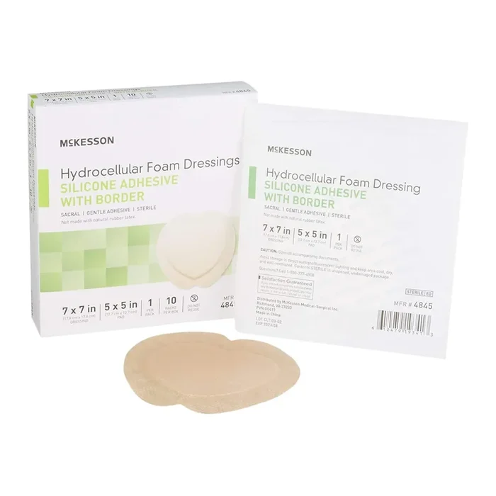 Mckesosn Silicone Foam Dressing 7 x 7″ Sacral with Border Film Backing