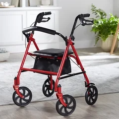 McKesson 4 Wheel Rollator 31 to 37 Inch Red Folding Steel 31 to 37 Inch - Image 2