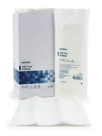 Mckesson ABD/Combine Pad: 12 Count, White, Rectangle Shape, 7.5″ x 8″