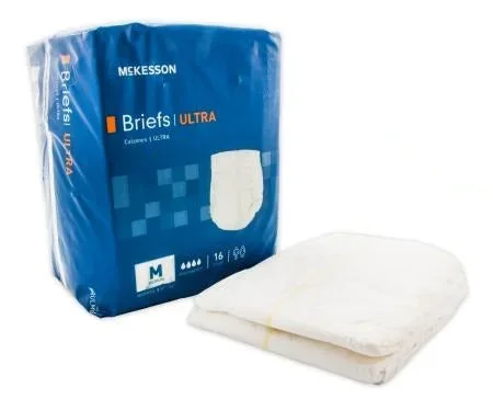 McKesson Adult Incontinent Brief Ultra Tab Closure Disposable Heavy Absorbency White Medium