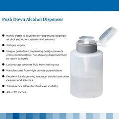McKesson Alcohol Dispenser Push Down Dispensing, 9 Ounce, Translucent, Polyethylene, Locking Cap Alcohol, 12 EA/BX - Image 3