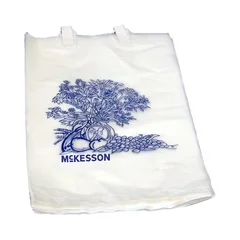 McKesson Bedside Bag 7 x 11.5 White / Blue Floral Print Polyethylene, 100 EA/BG - Image 2