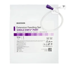 McKesson Bolus Enteral Feeding Extension Tube Set 12 Inch, EnFit, Secure Lock Right Angle Connector and Clamp, NonSterile, 5/BX