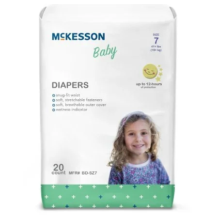 Mckesson Brand Unisex Baby Diaper Mckesson Size 7 Disposable Moderate Absorbency – BD-SZ7