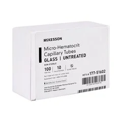 McKesson Capillary Blood Collection Tube Micro-hematocrit Plain 1.1 X 75 mm 75 -µL Blue Stripe Without Closure Glass Tube, 1000/BX - Image 2