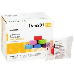 McKesson Cohesive Bandage 1″ x 5 Yard Standard Compression Self-adherent Closure Purple / Pink / Green / Light Blue / Royal Blue / Red NonSterile, 30 EA/CS