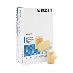 McKesson Cohesive Bandage 3″ x 5 Yard Standard Compression Self-adherent Closure Tan Sterile, 24 EA/CS