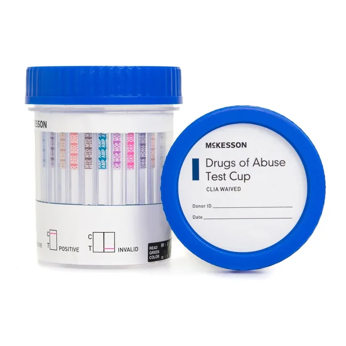 McKesson Drugs of Abuse Test Kit AMP, BAR, BUP, BZO, COC, mAMP/MET, MDMA, MOP300, MTD, OXY, PCP, THC (OX, pH, SG) 25 Tests