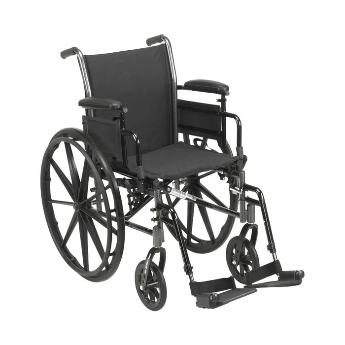 McKesson Duel Axle Lightweight Wheelchair Desk Length Arm Swing-Away Footrest