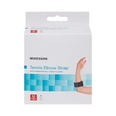 McKesson Elbow Support Strap, One Size Fits Most, Hook and Loop with D Ring, Tennis/Golf, Left or Right Elbow, Up to 18 Circumference, Black - Image 2