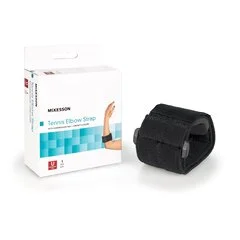 McKesson Elbow Support Strap, One Size Fits Most, Hook and Loop with D Ring, Tennis/Golf, Left or Right Elbow, Up to 18 Circumference, Black