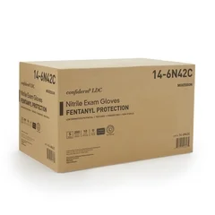 McKesson Exam Glove Confiderm LDC Small NonSterile Nitrile Standard Cuff Length Fully Textured Blue Chemo Tested, 250/BX - Image 2