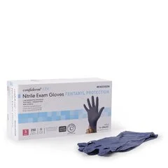 McKesson Exam Glove Confiderm LDC Small NonSterile Nitrile Standard Cuff Length Fully Textured Blue Chemo Tested, 250/BX