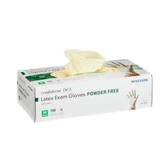 McKesson Exam Glove Medi-Pak® Performance NonSterile Powder Free Latex Smooth Ivory Medium Ambidextrous, 100EA/BX