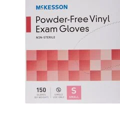 McKesson Exam Glove NonSterile Clear Powder Free Vinyl Ambidextrous Smooth Not Chemo Approved Small, 150/BX - Image 3