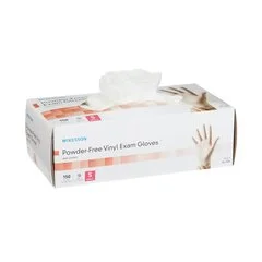 McKesson Exam Glove NonSterile Clear Powder Free Vinyl Ambidextrous Smooth Not Chemo Approved Small, 150/BX